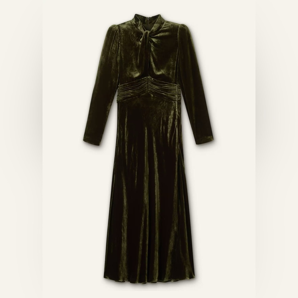 ME+EM Olive Green Velvet Maxi Dress